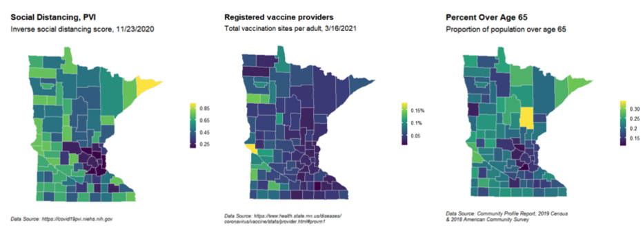 Figure 3: Vaccination Rate Correlates, Mapped